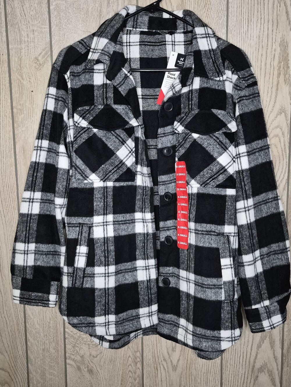 Member's Mark Black & White Plaid Shacket - XS